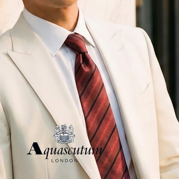 아쿠아스큐텀 실크 와인 스트라이프 넥타이 9.7cm A+등급 G11
