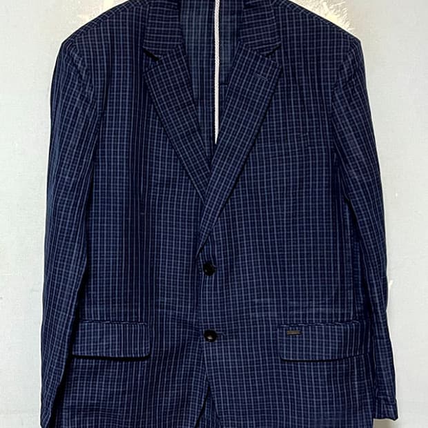 Wosey 울시 남자 여름 린넨 마 자켓 체크 캐주얼 2B L 100