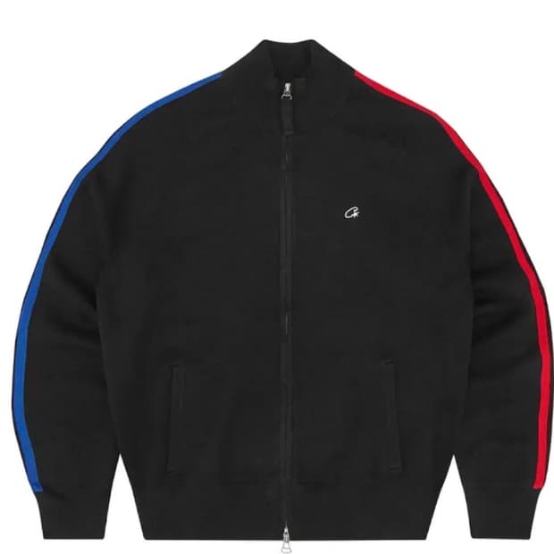 Corteiz knit zip up 코르테이즈 니트 집업 블랙 /레드블루