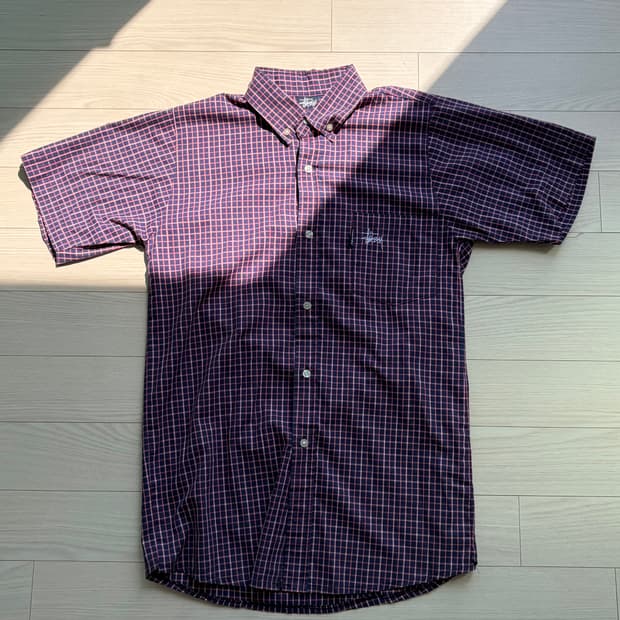 90s 올드 스투시 stussy 체크 반팔 셔츠 95 (미제)