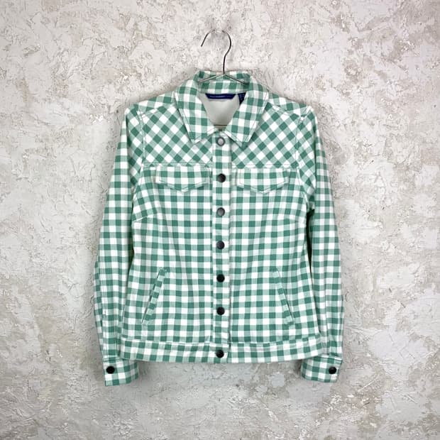 이삭 미즈라히 체크 패턴 코튼 블렌드 트러커 자켓