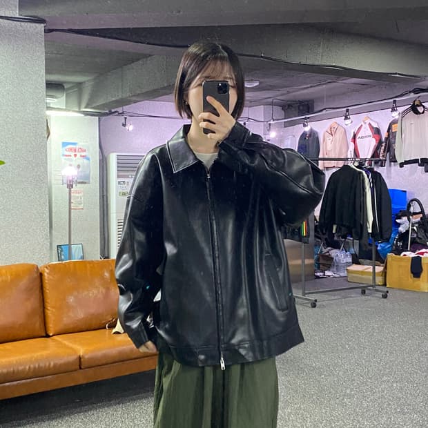 도프제이슨 미니멀 블랙 투웨이 레더자켓 B4548