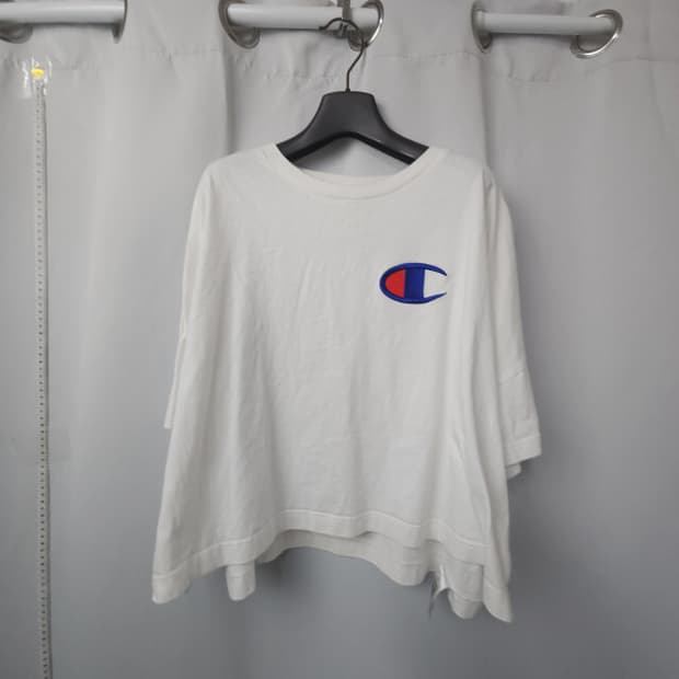 챔피온/ 오버핏 세미 크롭 반팔티셔츠/ 여L77-XL88 추천