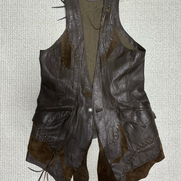 goa leather patchwork vest