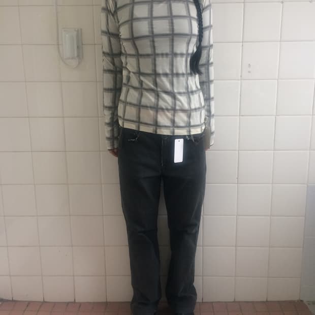 reversible check pattern high neck sleev