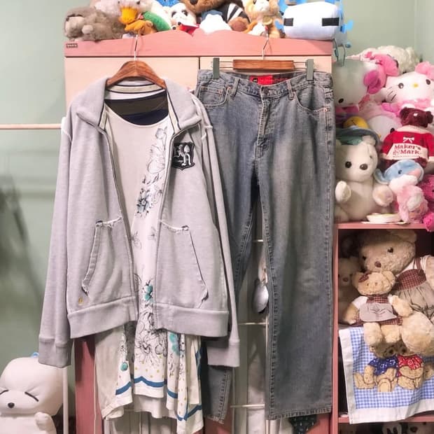 카모메산장 미국모리 코디세트 리바이스