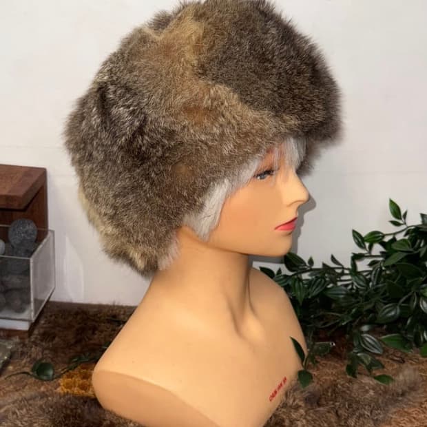 인플루언서 비니 브라운 퍼 모자 털 애스키모