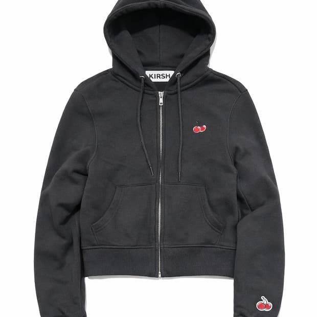 키르시 스몰 체리 크롭 후드집업 블랙