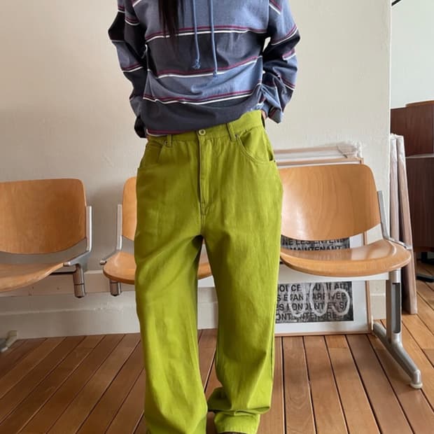 어나더랭귀지 모래하우스 모드니치 컬러 코튼 일자핏 데님 팬츠