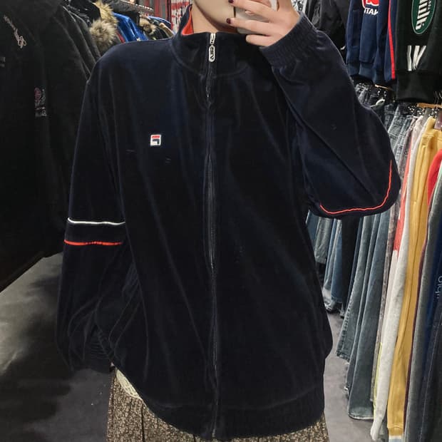 [IM] 필라 벨벳 집업 네이비