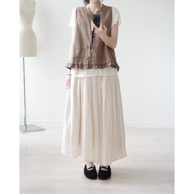 Vintage Ruffle Hem Cotton Vest