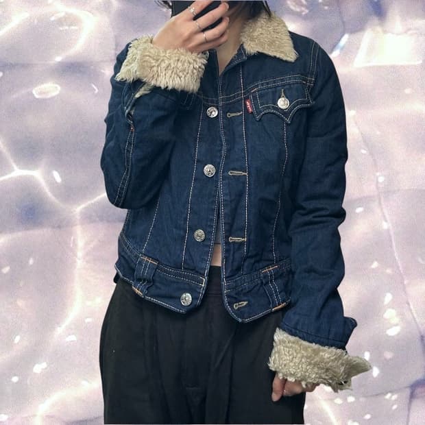 리바이스 양털 쉐르파 블루종 점퍼 생지 데님 청자켓 95 M 