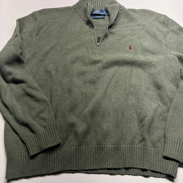 폴로 랄프 로렌 그린 코튼 하프 집업 스웨터
