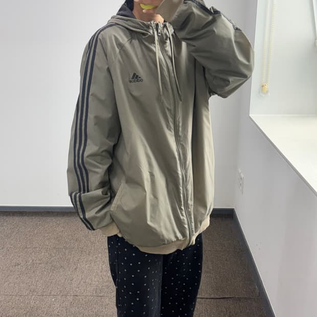 Adidas 아디다스 카키 바람막이 후드집업