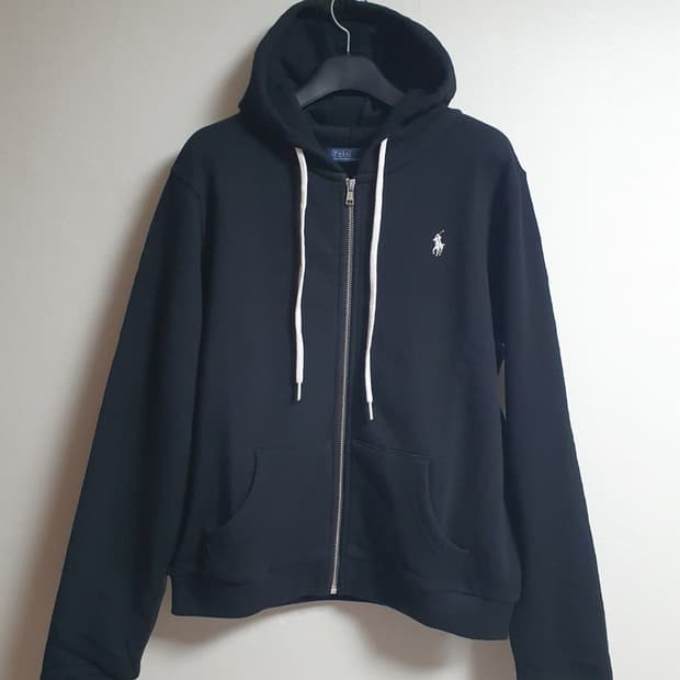 폴로 랄프로렌 포니 자수 후드집업 블랙 M