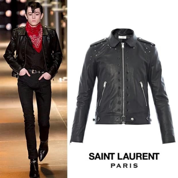 생로랑 에디슬리먼 2014ss 런웨이 스터드 레더자켓 48사이즈