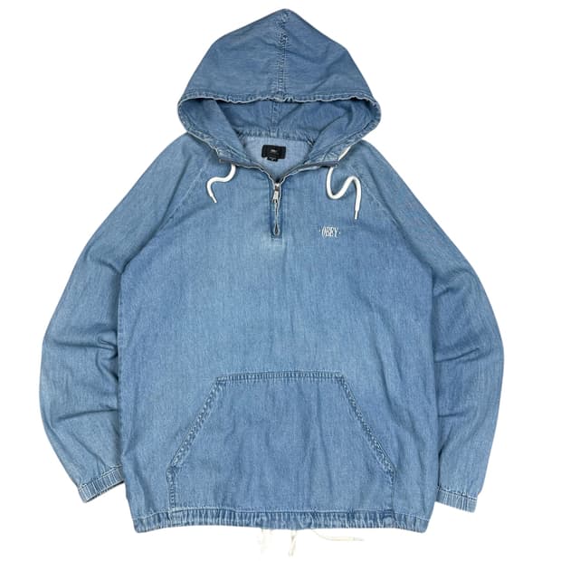 오베이 데님 후드 풀오버