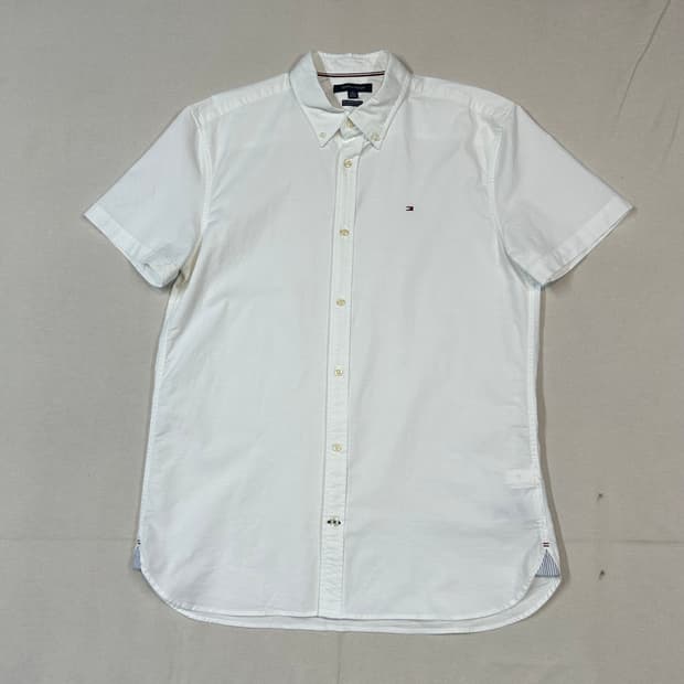 XL) 타미힐피거 화이트 반팔 옥스포드 셔츠