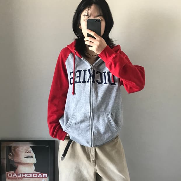 디키즈 중앙로고 나그랑패턴 후드집업