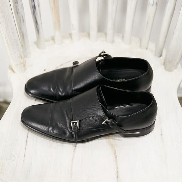 Saffiano Leather Double Monk Strap Shoes