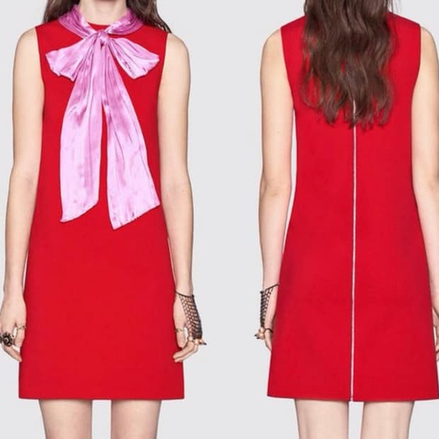 [새상품.정가228] GUCCI 보우 디테일 아이유 손나은 원피스 구찌