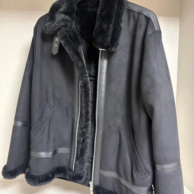 도프제이슨 솔리드 스웨이드 무톤 자켓 (블랙) M 