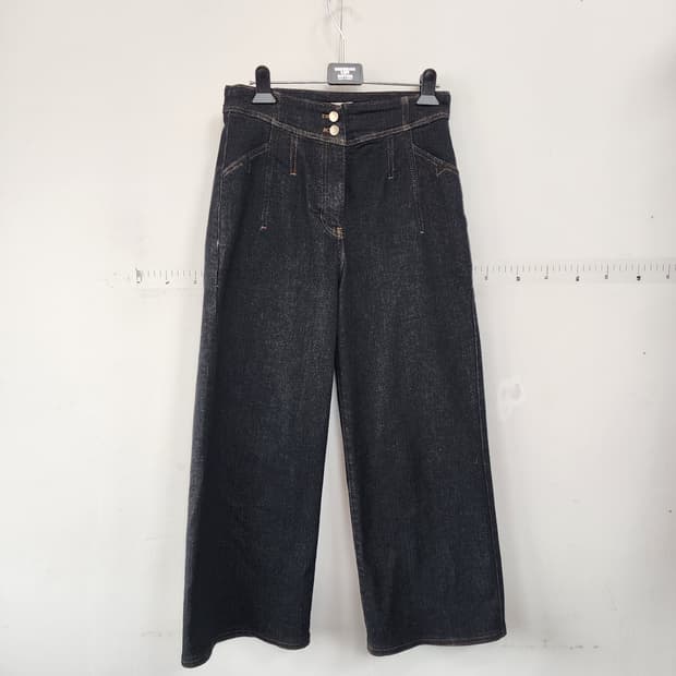잇미샤 블랙 와이드 데님 팬츠