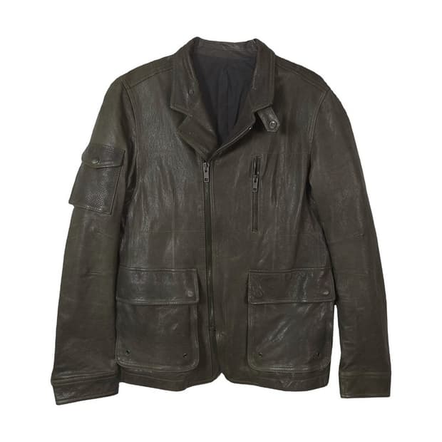 DKNY 리얼 램스킨 유틸리티 멀티 포켓 가죽 자켓 M