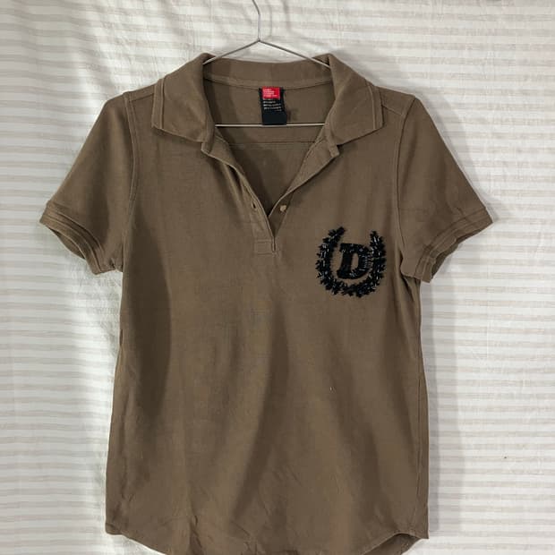 빈티지 브라운 카라 비지 반팔 1066 모리걸 y2k 스트릿 갸루 펑키 