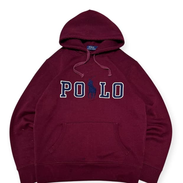 폴로 랄프로렌 버건디 후드티
