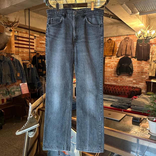 90s USA 빈티지 리바이스 517 오렌지탭 흑청 블랙진 부츠컷 데님