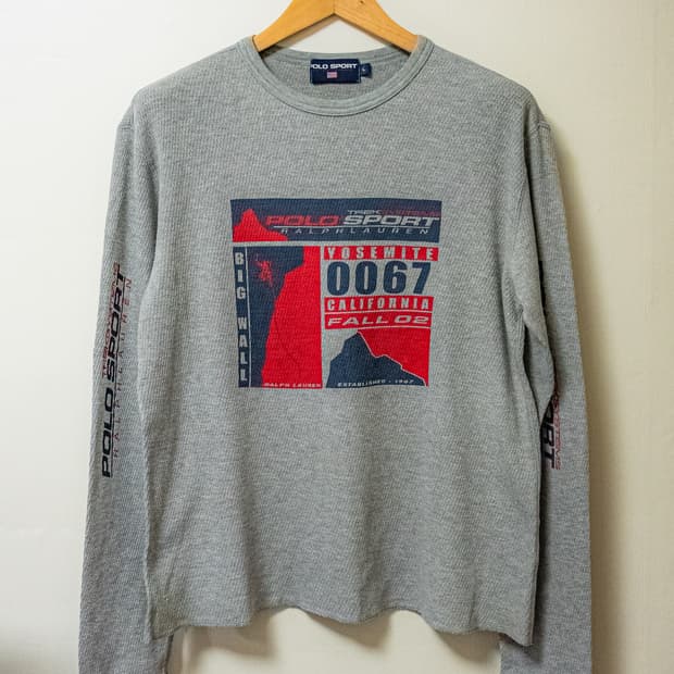 [폴로 스포츠 대방출] 90s 폴로스포츠 스펠아웃 와플 긴팔티
