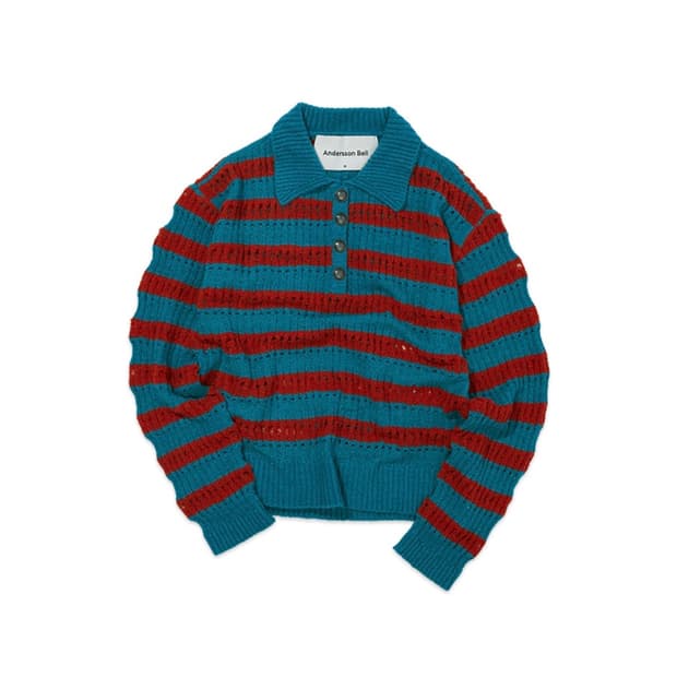 앤더슨벨 스트라이프 폴로 스웨터