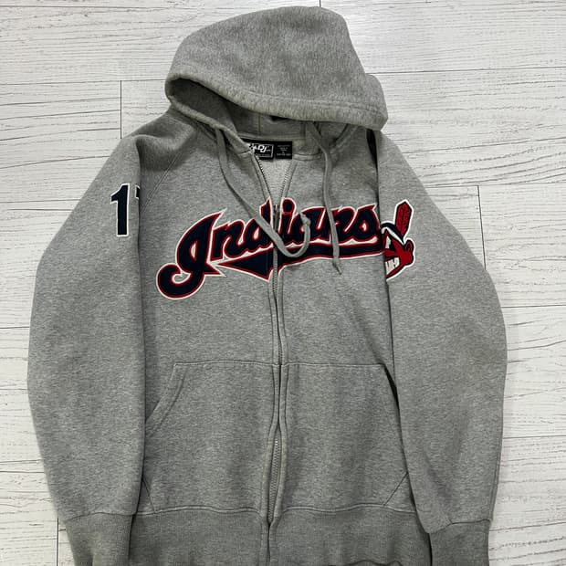 인디언스 야구팀 그레이 후드집업