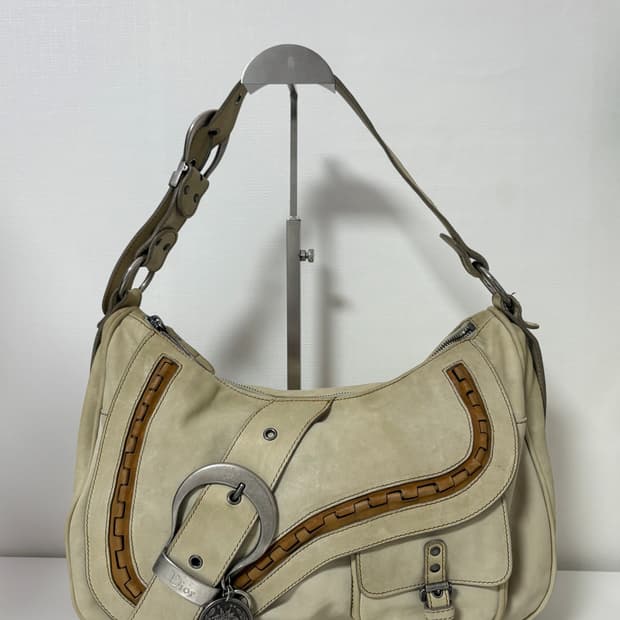 디올 가우초 새들백 베이지