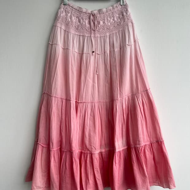 Pyari 레이스 핑크 롱 스커트