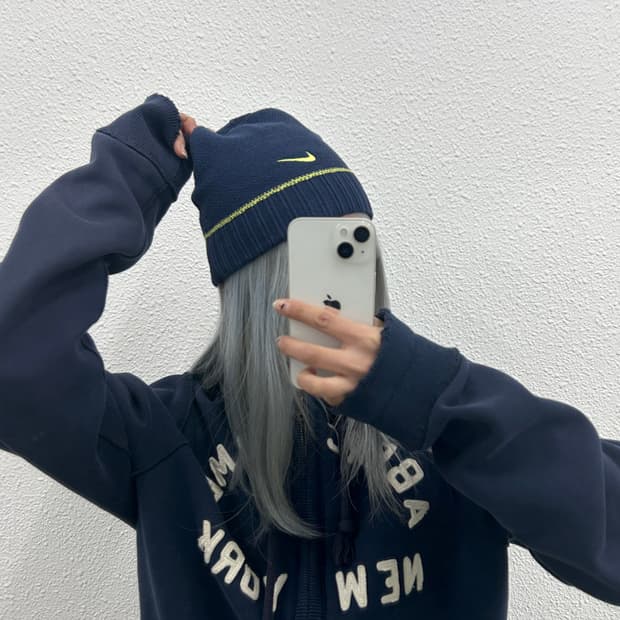 나이키 00s 스우스 스티치 네이비 비니