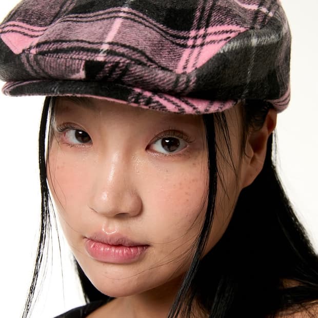 요노쎄 체크 헌팅캡 핑크