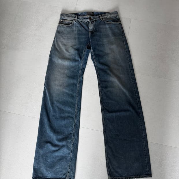 발렌시아가 로우 웨이스트 데님 팬츠 진청