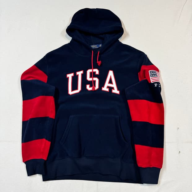 L) 폴로 랄프로렌 USA 성조기 플리스 후리스 후드티