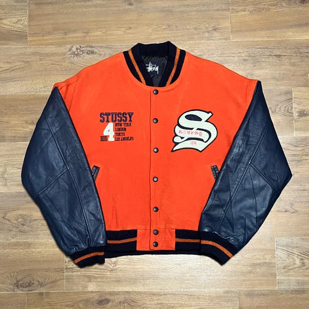 90s 빈티지 스투시 big 4 바시티 자켓