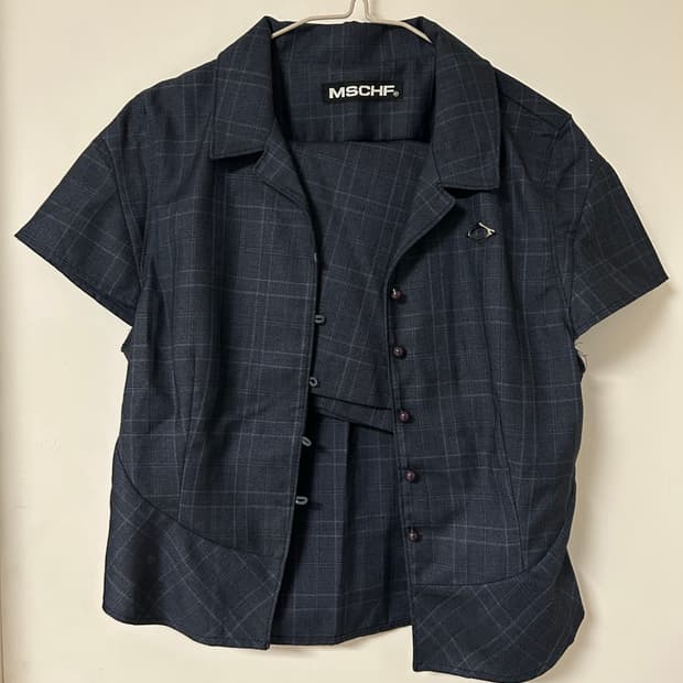 미스치프 체크 체커드 셋업 M 셔츠 치마