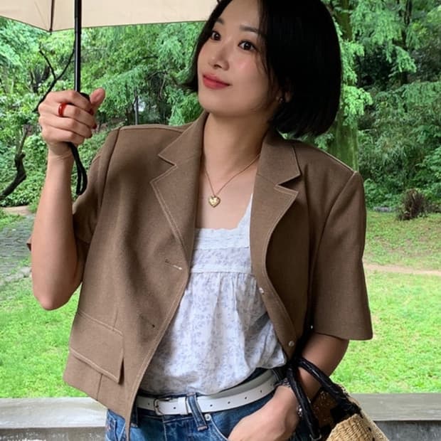 루에브르 스티치 하프슬리브 썸머 자켓