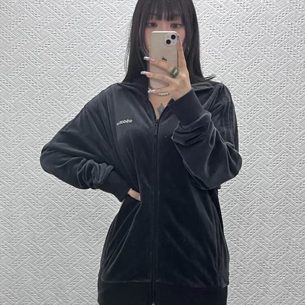 아디다스 아디컬러 스트릿 캐주얼 벨루어 져지 집업 110 C12831