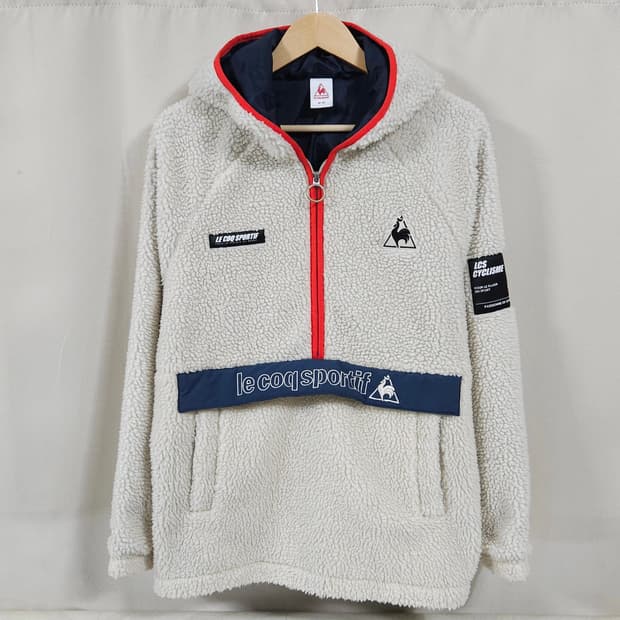 95~100)르꼬끄 아노락 반집업 뽀글이 후리스 베이지