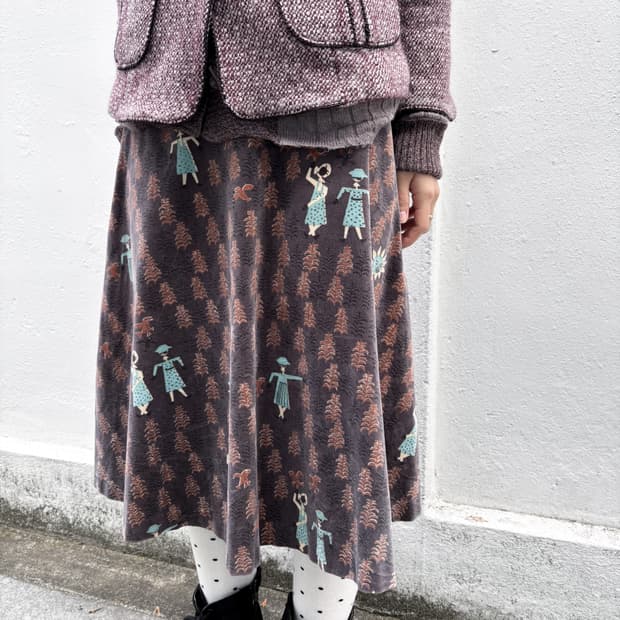 빈티지 패턴 미디스커트