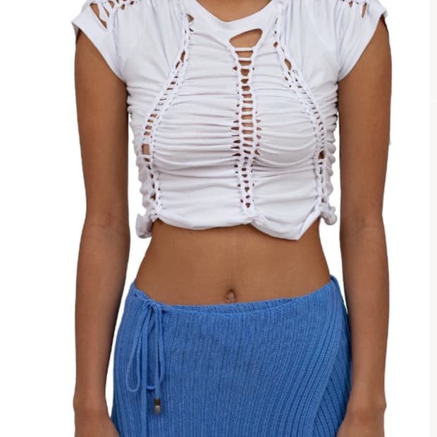 white crochet top 꼬임반팔(미스치프/지초이st)