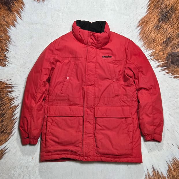 디키즈 레드 패딩 점퍼
