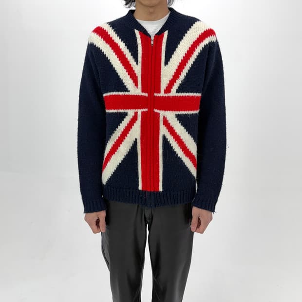 JP Vintage Union Jack 니트 집업