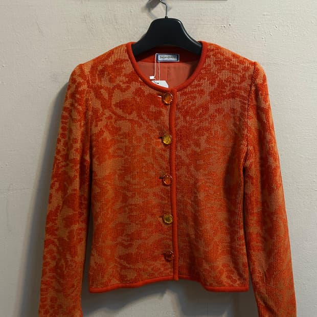 입생로랑 빈티지 플라워 자카드 니트 자켓